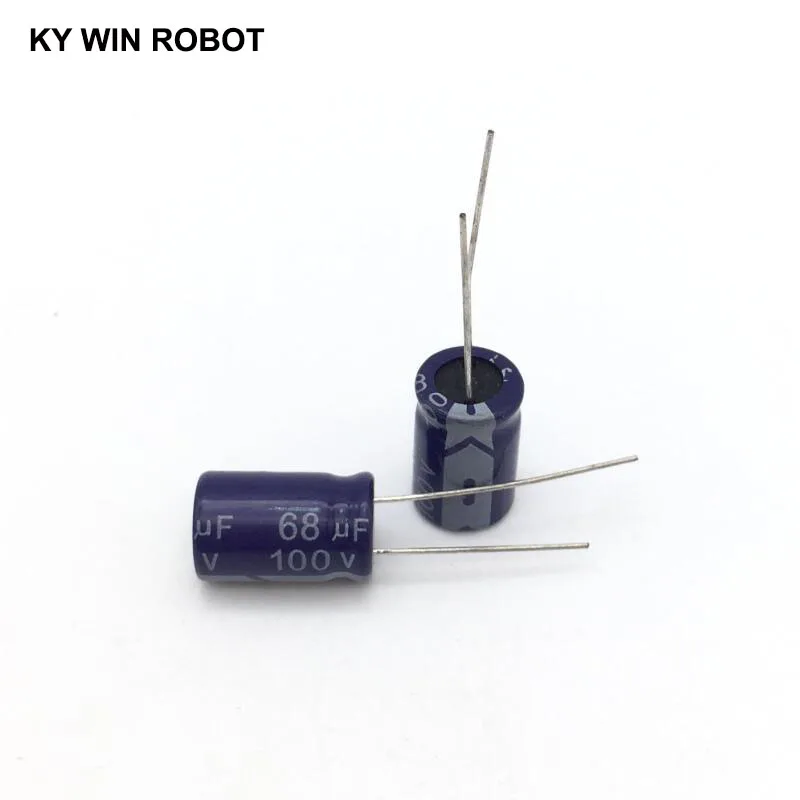 Capacitor eletrolítico de alumínio 68 uf 100 v 10*17mm frekuensi tinggi kapasitor eletrolítico radial