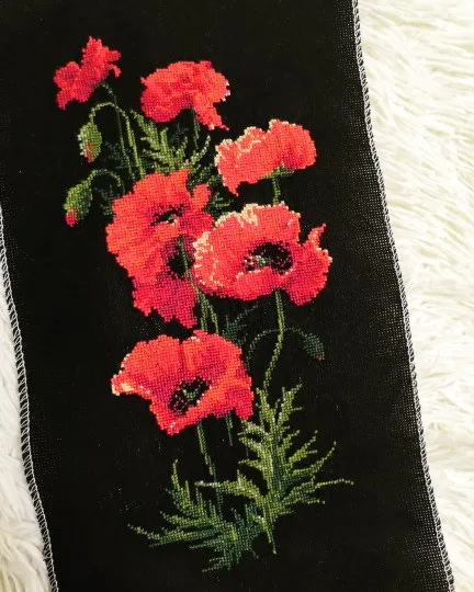 Fiori di papavero rosso punto croce pacchetto pianta set aida 18ct 14ct 11ct panno nero persone kit di ricamo FAI DA TE cucito a mano