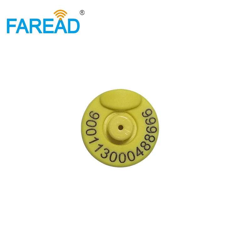 X100pcs FDX-B ISO11784/5 RFID สัตว์หู ID หมายเลข 134.2 กิโลเฮิร์ตซ์รอบหูสําหรับฟาร์มสัตว์ระบุ