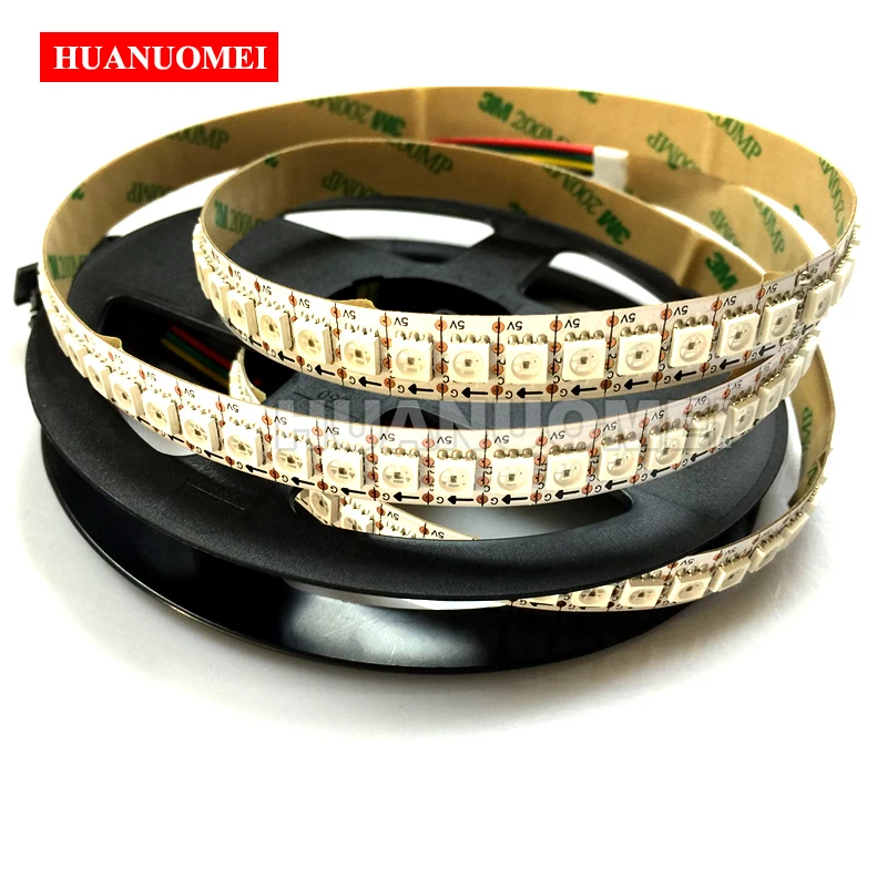 2M 144LEDs/M SK9822 LED Digital Strip Pixel Light 5050 SMD RGB Flexible Tape White PCB Non-waterproof IP20 Programmable Ribbon