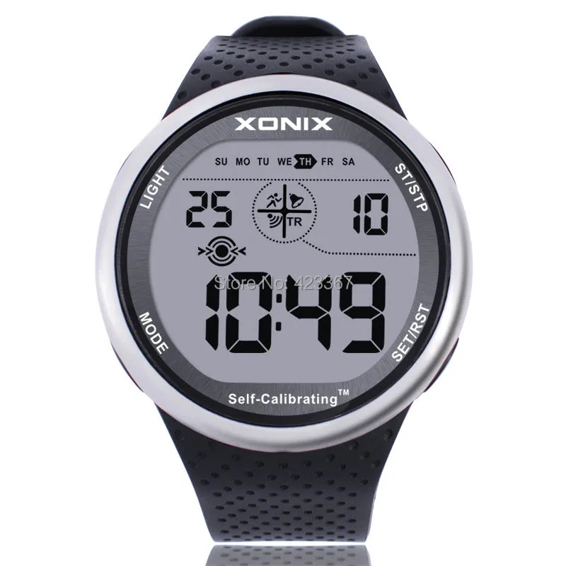 XONIX Mens Sports Watch Self Calibrating Digital Japan Mov\'t Waterproof 100m  Swim Diver Outdoor Wristwatch Big Numbers