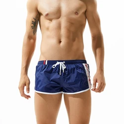 2 In 1 Running Shorts Men Loose Beach Short Pants Elastic Waist Jogging Patchwork Shorts M-XXL Super Short Training Trunks Swim