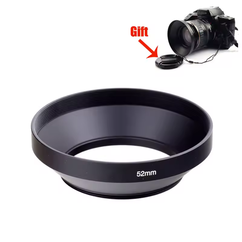 מגן עדשה מתכתי רחב זווית 49mm 52mm 58mm 55mm 62mm 67mm 72mm 77mm 82mm עם ברגים + כיסוי עדשה עבור Canon Nikon Sony