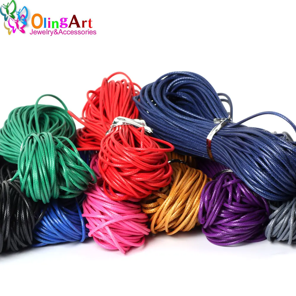 OlingArt 1.5mm 6M/Lot Mixed Colors AAA+ Waxed Cotton Cord/ Linen /Wire DIY necklace Bracelet earrings choker jewelry making cord