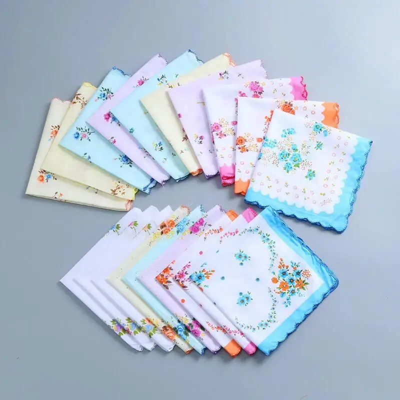 100% Cotton Handkerchief Cutter Ladies Handkerchief Craft Vintage Hanky Floral Wedding Handkerchief LX6327