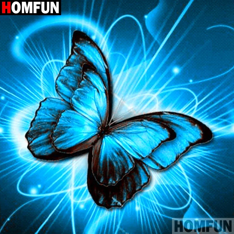 

HOMFUN Full Square/Round Drill 5D DIY Diamond Painting "Light butterfly" 3D Diamond Embroidery Cross Stitch Home Decor A19775