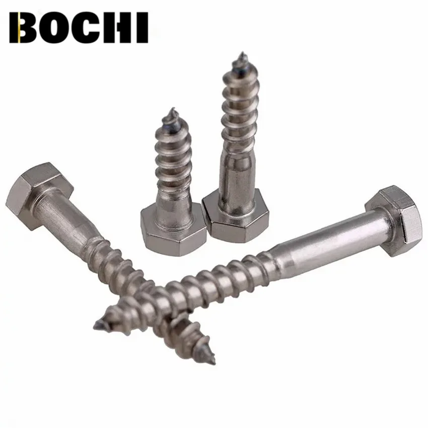 M6 M8 M10 304 stainless steel outer hexagon self tapping screws DIN571 hex head wood screw bolt