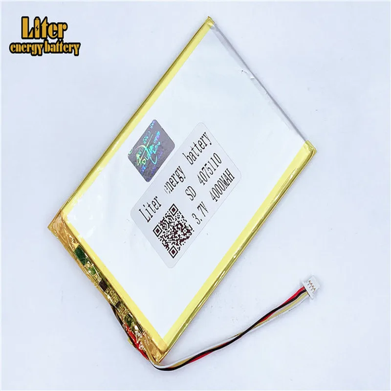 ปลั๊ก 1.0-4P 4075110   3.7V 4000mah แท็บเล็ตพีซี lipo แบตเตอรี่ในแบตเตอรี่แบบชาร์จไฟได้ความจุเต็ม
