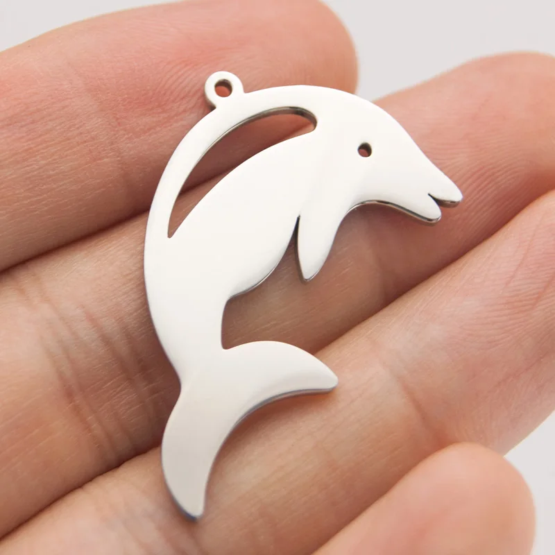 

100pcs DIY animal jewelry cute little dolphin necklace Pendant charms high polish stainless steel wholesale price pendants