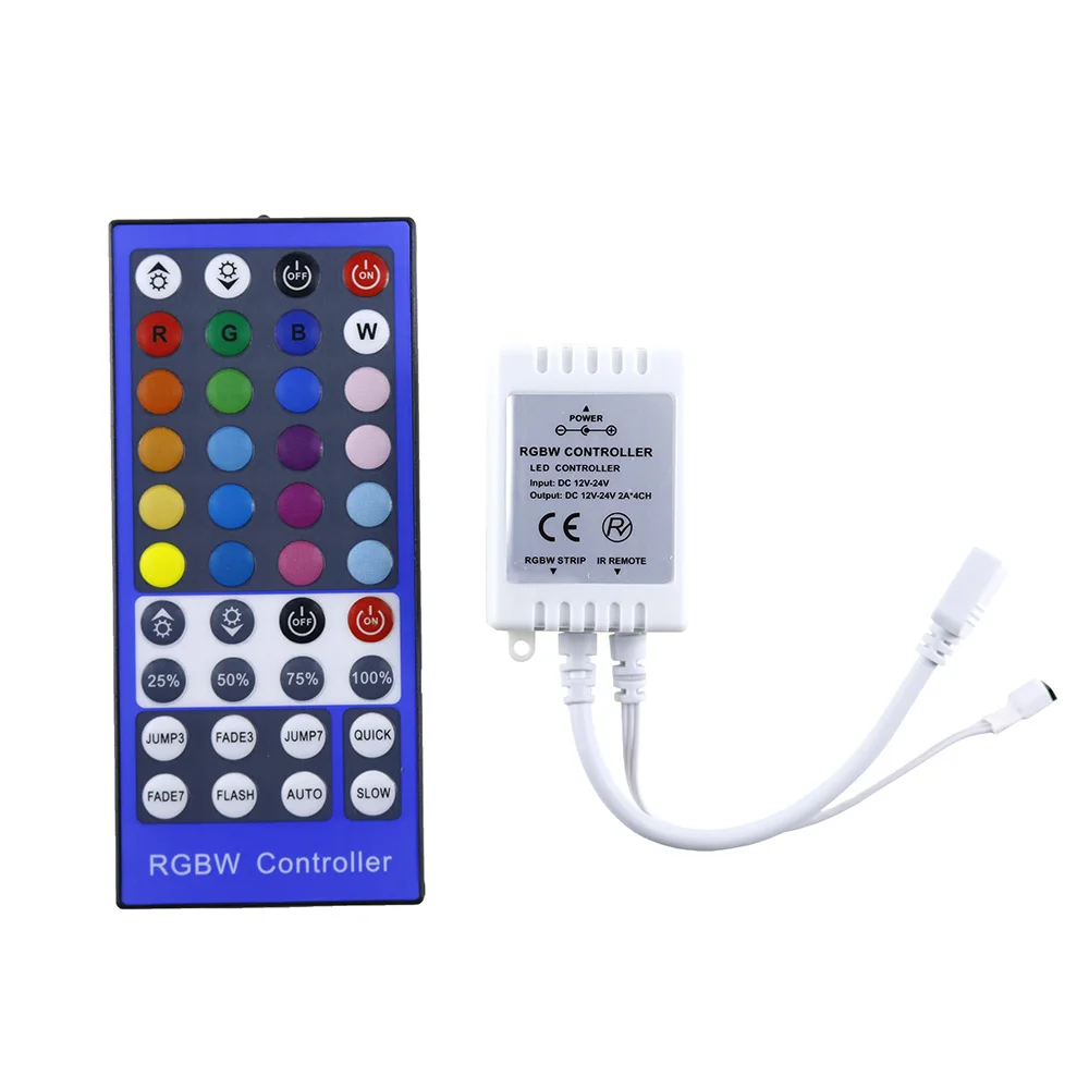 

4 Channel RGBW Led Controller DC12 - 24V 40Key Dimmer IR Remote Control For 5050 3528 RGB RGBW Led Flexible Strip Lamp 10PCS