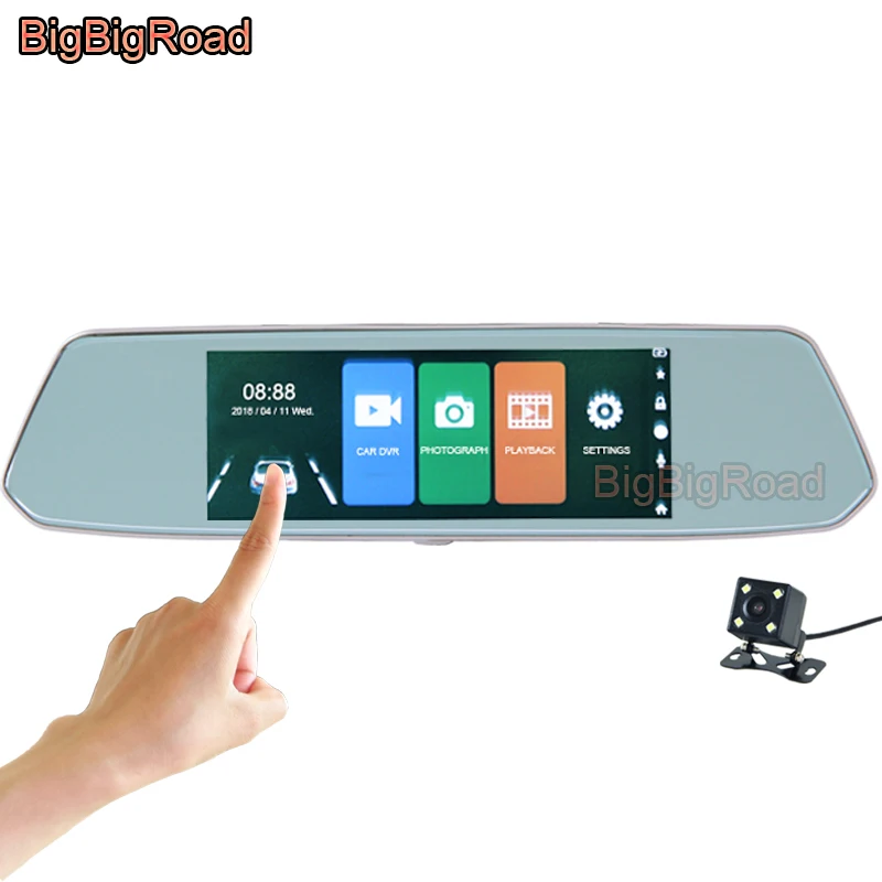 BigBigRoad Car DVR Video Recorder 7 Inch Touch Screen Rear View Mirror For Benz A180 B200 CLA CLS GLA X204 R350 C207 C180 C200