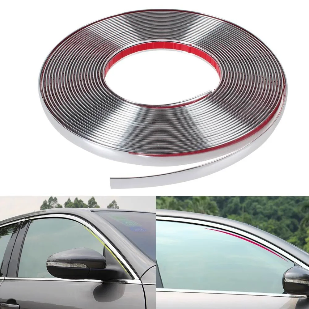 13M Car Chrome Body Strip Bumper Auto Door Window Protective Moulding Styling Flexible Trim Sticker 6MM 8MM 12MM 15MM 20MM 30MM