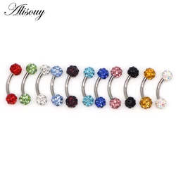 Alisouy 1Pc Disco Eyebrow Piercing Industrial Labret Bar Body Jewelry Stainless Steel Helix Piercing Ring Lip Curved Barbells