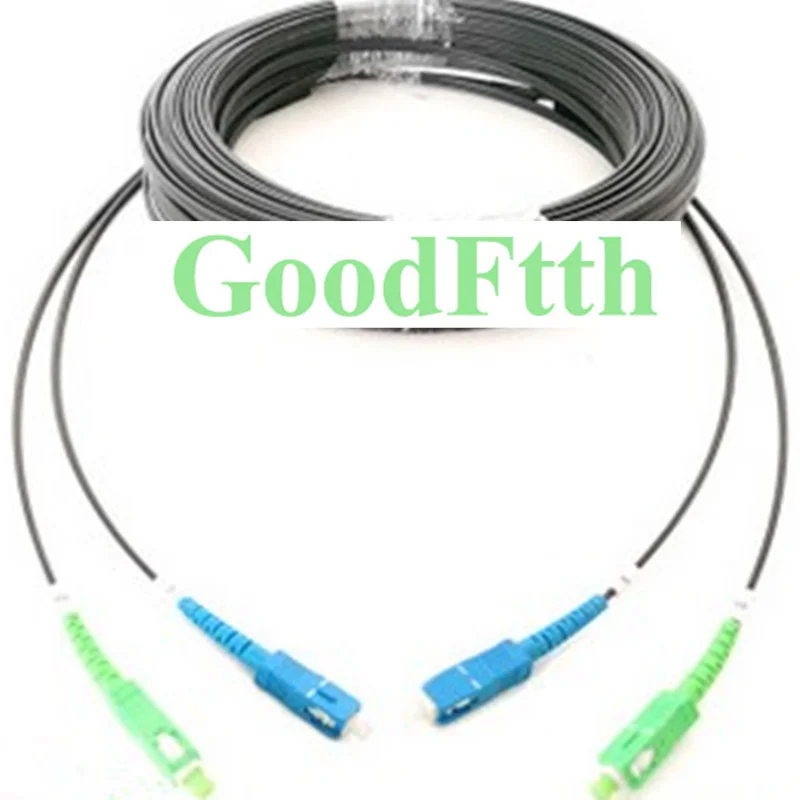 Indoor Drop Cable Patch Cord SC/APC+SC/UPC-SC/APC+SC/UPC SM G657a 2 cores  GoodFtth 100m 150m 200m 250m 300m 500m