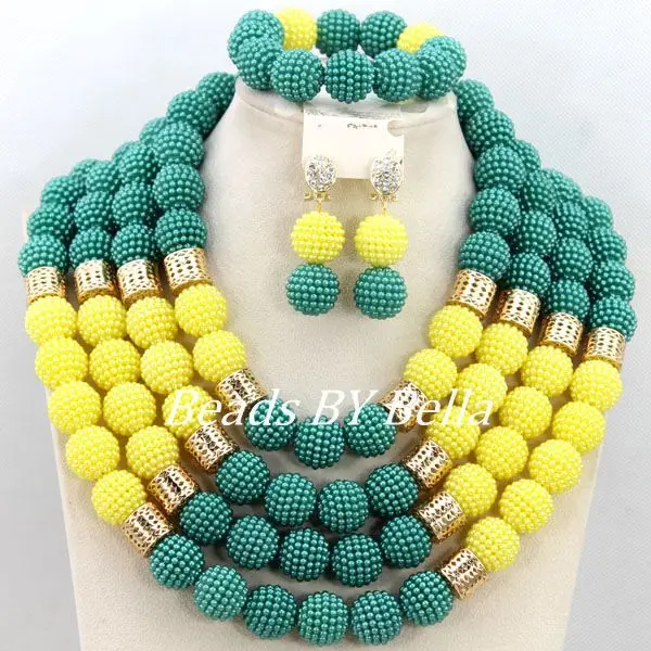 Hot Sale Nigerian Wedding Party Jewelry Set African Beads Set Women Fashion Necklace Bracelet Set New Free Shipping ABY261