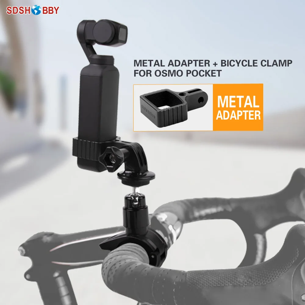 Sunnylife Aluminum Alloy Adapter Kit Bicycle Bracket Clamp Clip Bike Mount for POCKET 2/OSMO POCKET Gimbal Camera GOPRO