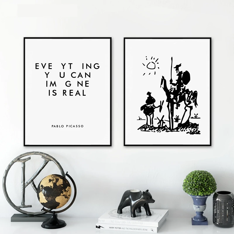 Everyhing you can image is real Pablo Picasso Art Paintings Canvas Print , Don Quixote Poster Painting Wall Picture Home Decor