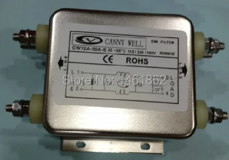 CW12A-50A-S single phase power EMI filter noise filter 30A 40A 50A 60A 115V 250V 380V CE and RoSH CANNY WELL