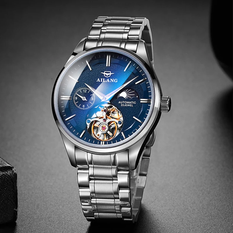 

ailang top brand luxury automatic mechanical wirst watches mens hand winding reloj people gear Tourbillon Watch waterproof 2019