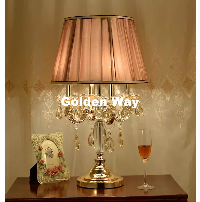 European K9 Crystal Table Lamp D40cm H67cm E14 Modern Decora Crystal Lamp Lighting Bedroom Bedside Lamp Luxury Table Lamp Abajur