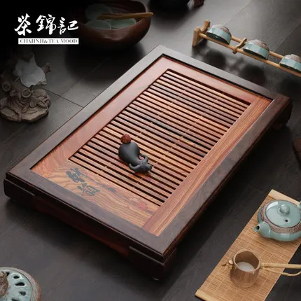 

53*34*7cm High Quality Ebony Tea Tray Rosewood Drainage And Water Storage Dual Use Kung Fu Tea Set Tea Stand Free Shipping