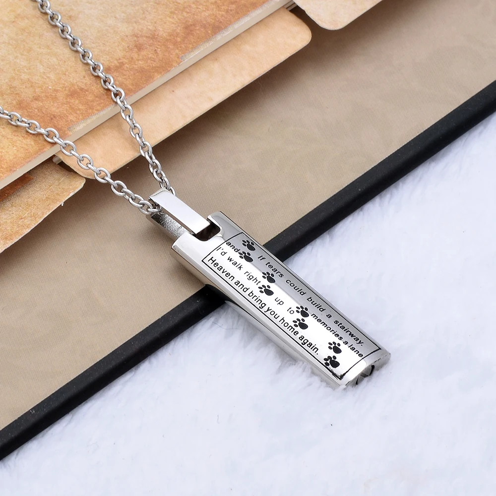 Impressjewelry Engraved Jewelry Cremation Urn Necklace Memorial Pendant Elegant Mens Cube Ashes Keepsake