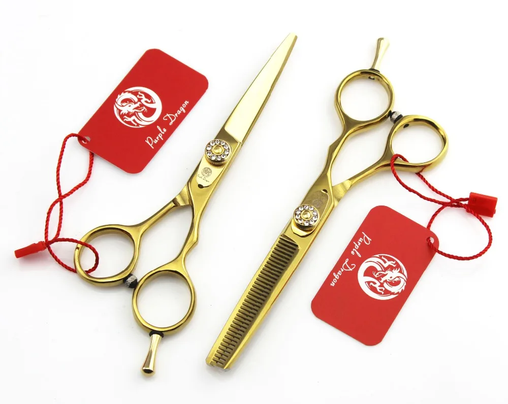 

TOPPEST 5.5'' Golden Hairdressing Scissors With Bag JP 440C 62HRC Home & Salon Cutting Scissors Thinning Shears Hair Scissors