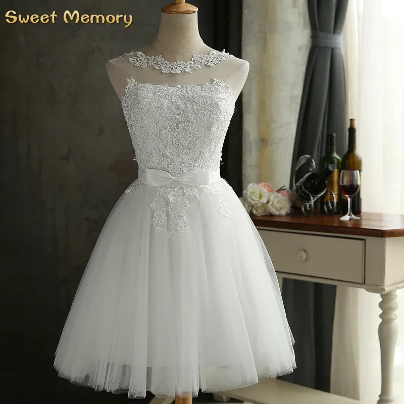 Custom Made Short White Bridesmaid Wedding Dresses Lace Up Party Prom Graduation Robes Performance Vestidos Sweet Memory