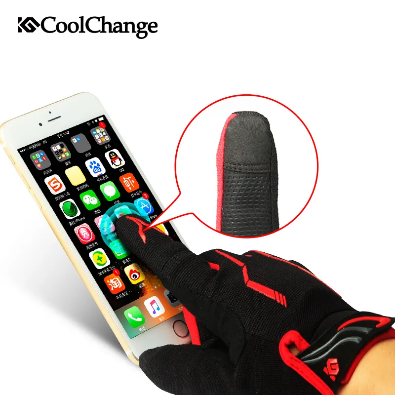 CoolChange Cycling Gloves Touch Screen GEL Pad Outdoor Sport Luva Ciclismo Bike Glove Man MTB Full Finger Bicycle Phone Gloves