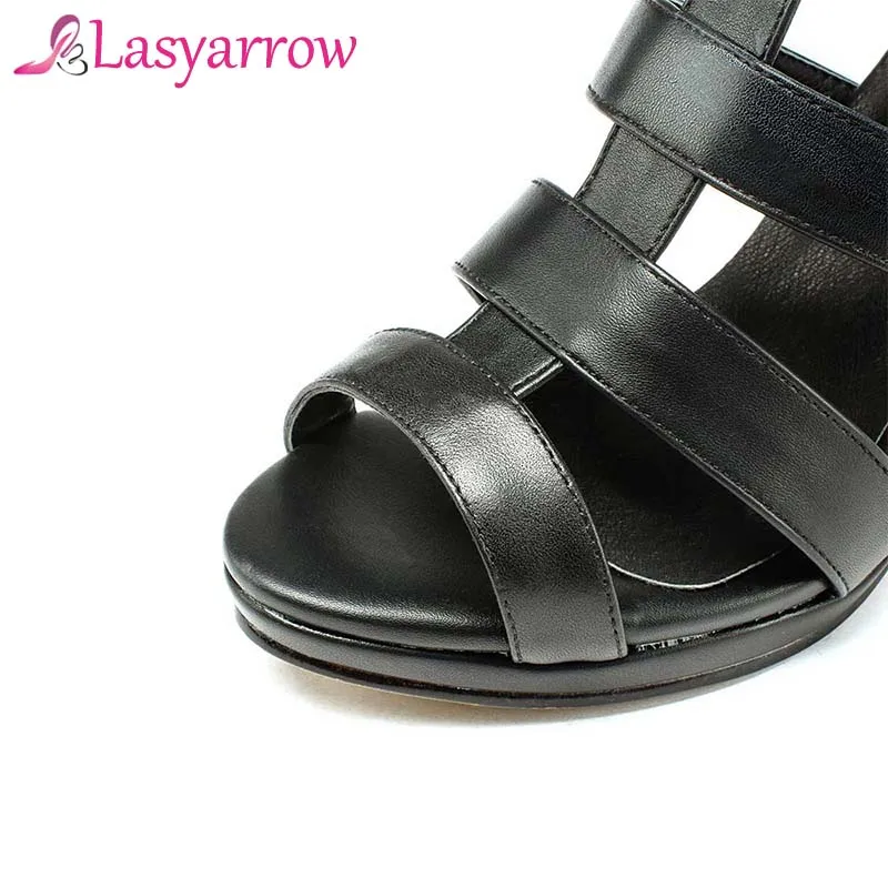 Lasyarrow Summer Sexy Women Knee High Boots Sandals High Heel Gladiator Pumps Sandals Boots Sexy Cut Outs Roman Zipper Shoes