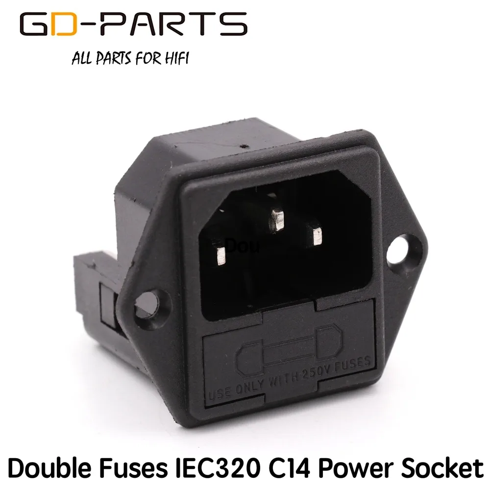 

GD-PARTS Double Fuses Power Plug Connector IEC320 C14 Mains AC Power Socket Receptacle With Fuse Holder AC250V 10A CCC CE TUV