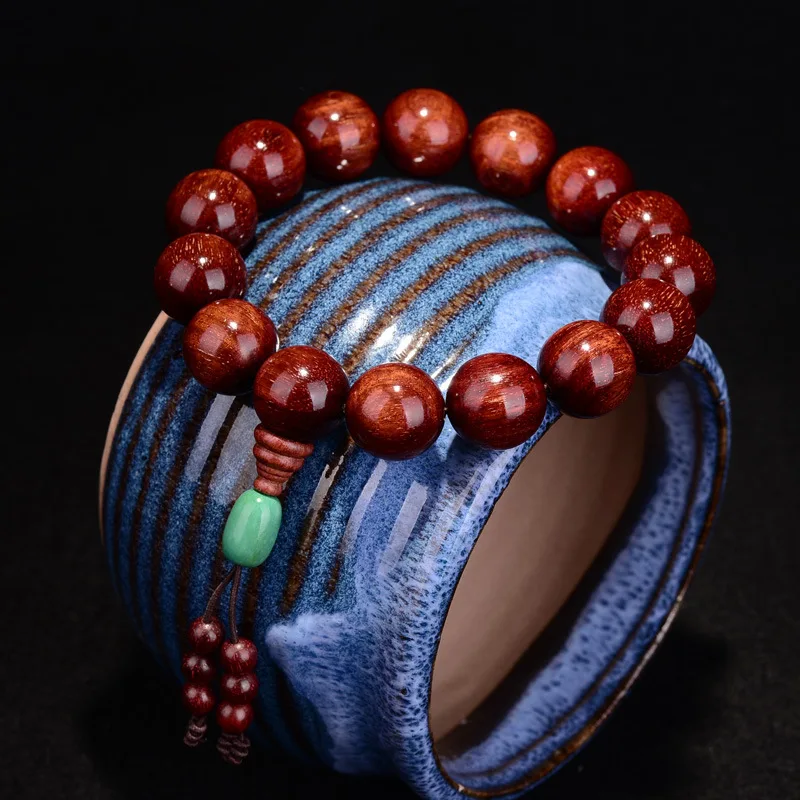 JoursNeige Natural Lobular Red Sandalwood Bracelets 15mm/18mm Beads Carved Buddha Bracelet Chicken blood Tibet Jewelry