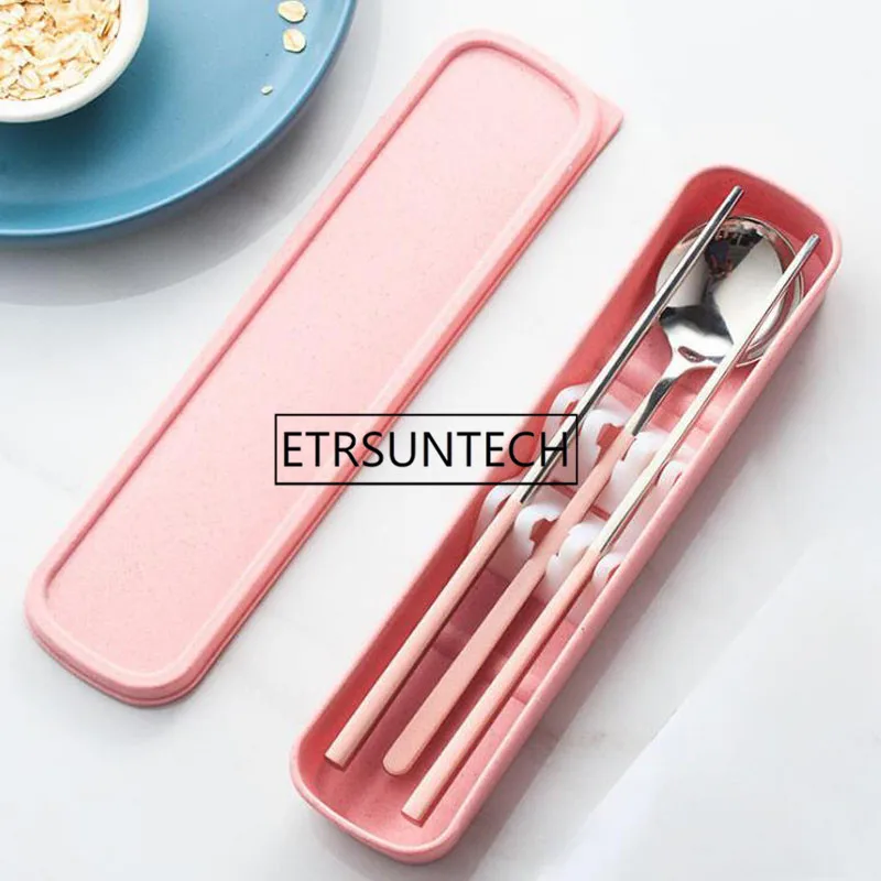 30sets Stainless Steel Portable Tableware Metal Cutlery Sets Travel Dinnerware Suit Environmental with Box Gift