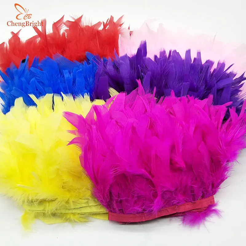 ChengBright 1Yards Turkey Feather Pruning Cloth Sideband Diy Festive Stage Performance  Craft Feathers Trim Feather Trim Fringe