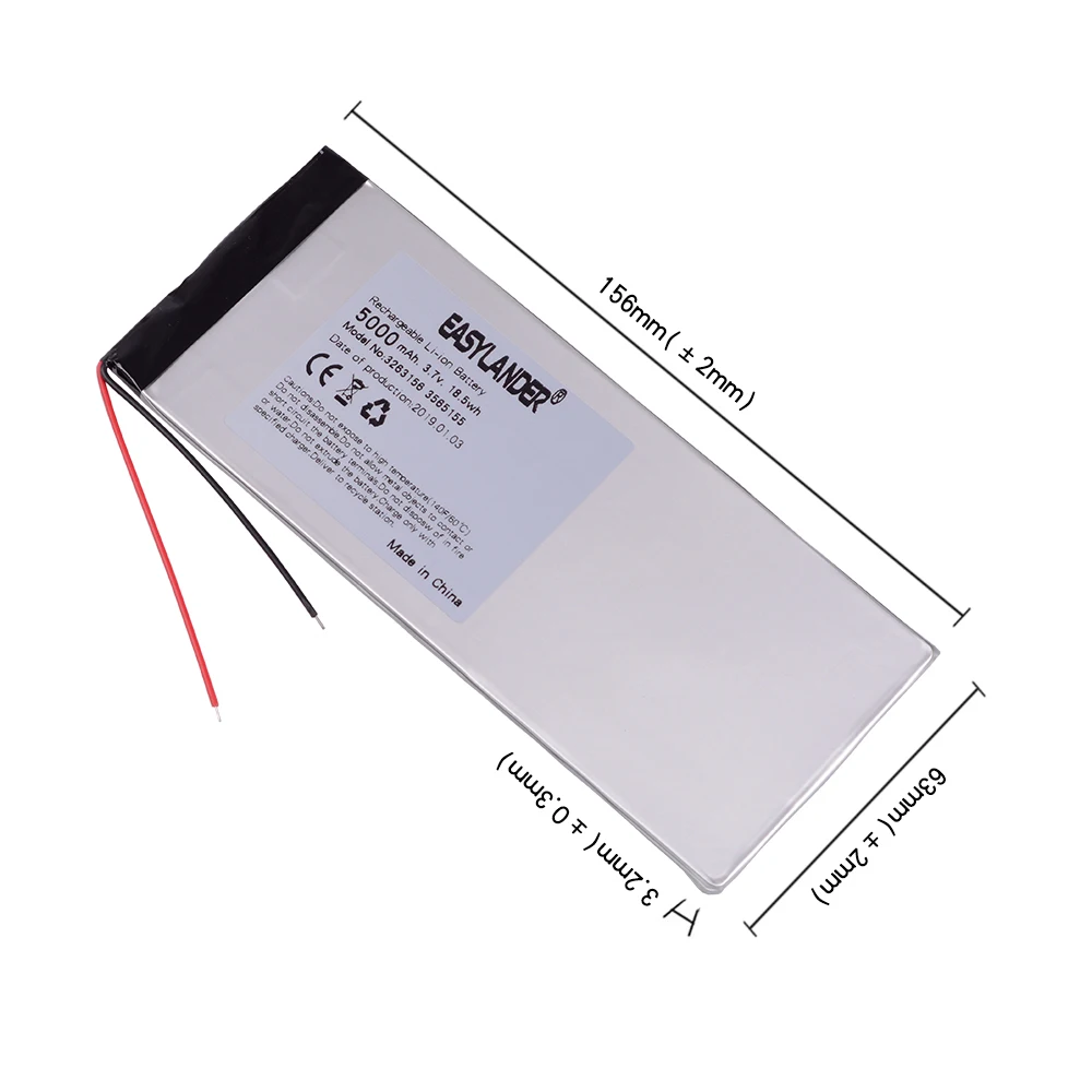 3.7V 5000mAh Rechargeable Lithium Li-ion Li Polymer Battery for 8