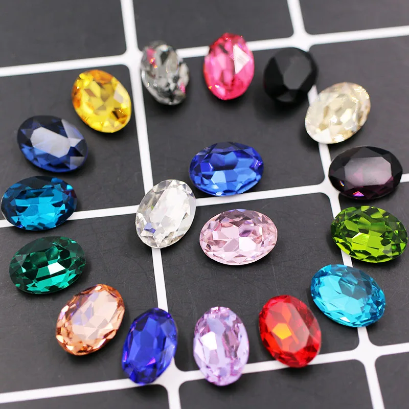 Jewelry Making Oval Shape Crystal Glass Pointback Rhinestones For Nail Art/Necklace/Clothing Accessories