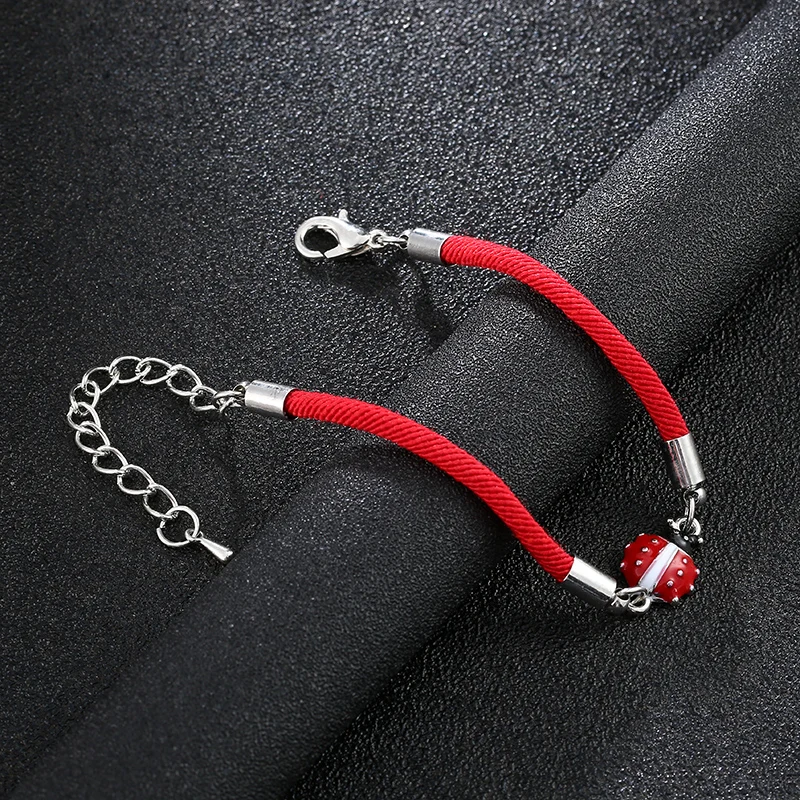 Classic Lucky Eye Ladybug Charm Bracelets For Women Men Wish Card Red Rope Bracelets Braid Jewelry Gift Adjustable