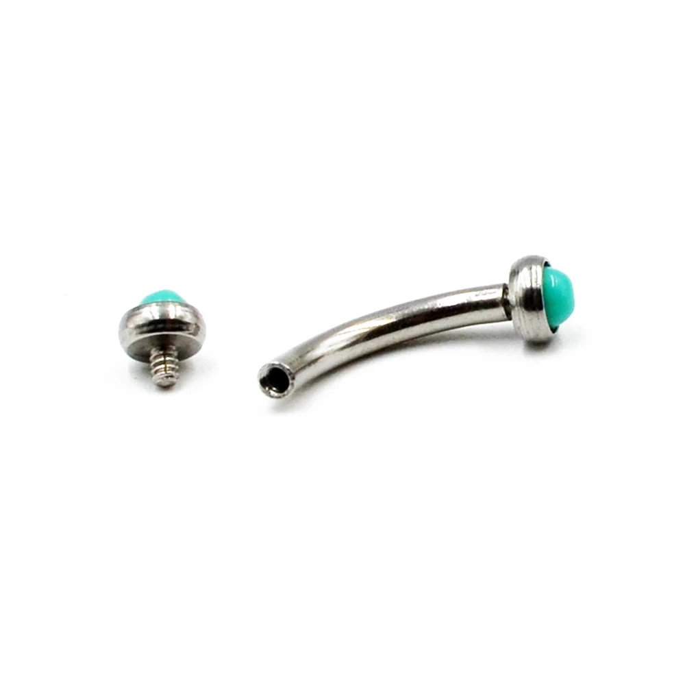 1PC Surgical Steel Internally Thread Eyebrow Ring Cartilage Tragus Earring Flat CZ Gem Stone Body Jewelry Piercing 16g