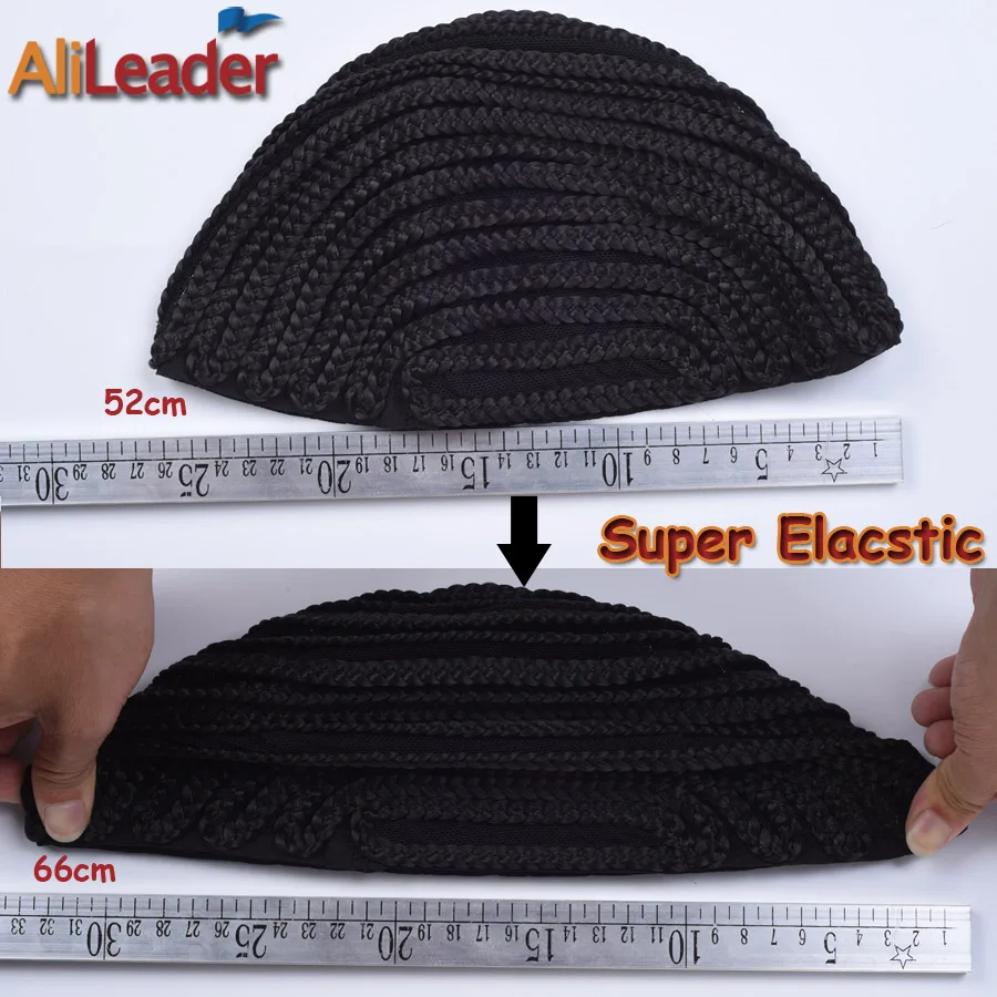 Good Cornrows Cap For Easier Sew In Braided Wig Caps Crotchet Black Color Crochet Braids Wig Cap Weave Cap For Making Wig image 6