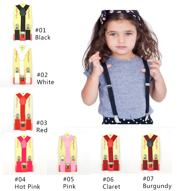 DROP Shipping-Anak-anak Suspender 2.5 Cm X 65 Cm Baru 36 Warna Campur Anak Laki-laki/Perempuan Suspender Elastis Kawat Gigi slim Tali Selempang Y-Kembali Suspender