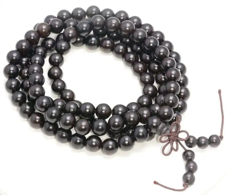 Natural African Ebony Bracelets 6mm Buddha 108PCS Black Sandalwood Meditation Prayer Mala BRO577