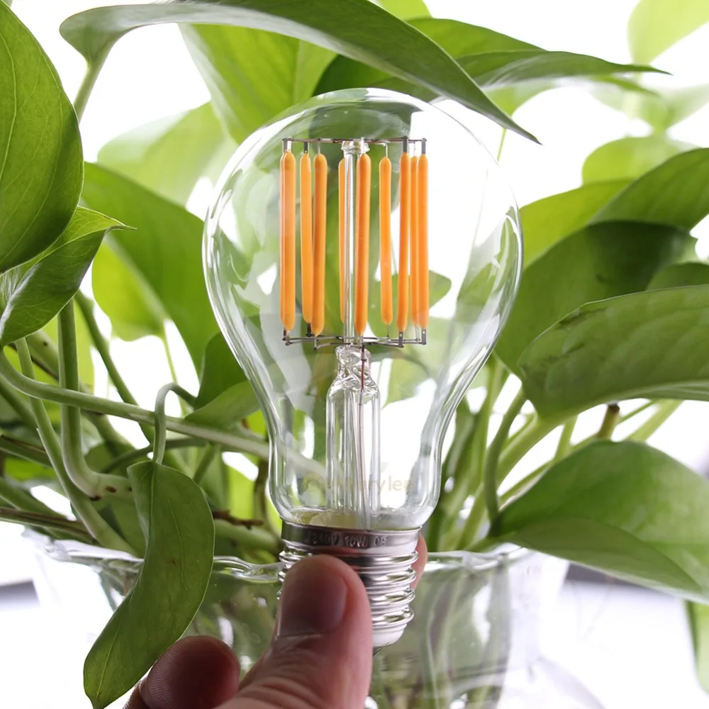 GANRILAND Dimmable 10W A19 Globe LED Filament Light Bulbs 2700K E26 E27 110V 220V Decorative Vintage Glass Round Bulb Lampada