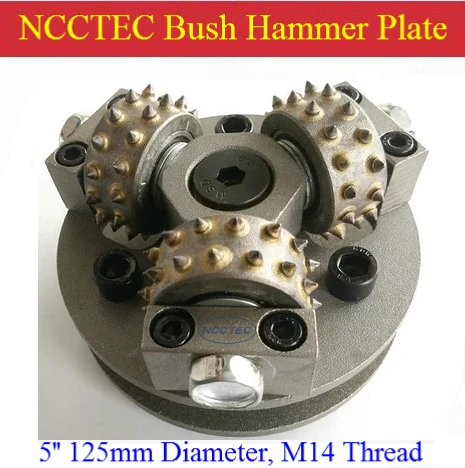 5'' NCCTEC Galvanized surface bush hammer plate for bush hammered granite marble |125mm Litchi surface alloy wheel Disk | 3 bits