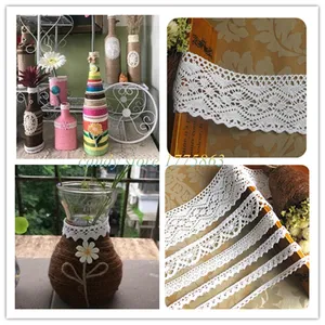 Fita de renda bordada algodão branco, 5 m/roll, crochê, artesanal, artesanato, roupas, acessórios de costura 8 principais vendas tira bordado algodão - №5