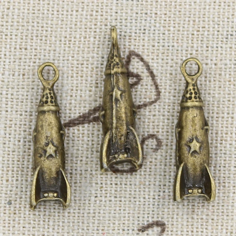 8pcs Charms Rocket Missile Spaceship 24x9x9mm Antique Making Pendant fit,Vintage Tibetan Bronze,DIY Findings Jewelry