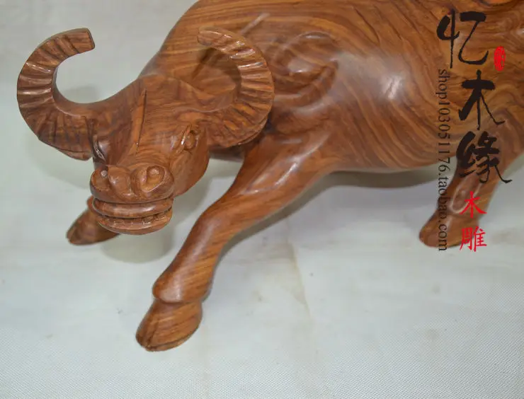 Genuine Fengshui Pear wood carvings cattle fortune bullish money cow ornaments lucky defends transport rosewood gifts