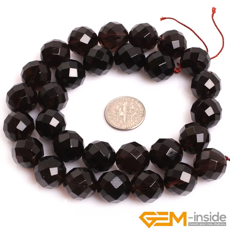 AAA Grade Faceted Dark Brown Smoky Quartzs Beads Selectable Size 4mm to 14mm Natural Stone Beads DIY Beads For Jewelry Making