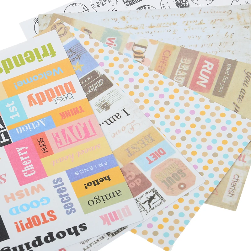 6 Pcs Vintage Words Decor Stickers Photos Decor Props Stickers For DIY Handmade Children Scrapbook Photo Album