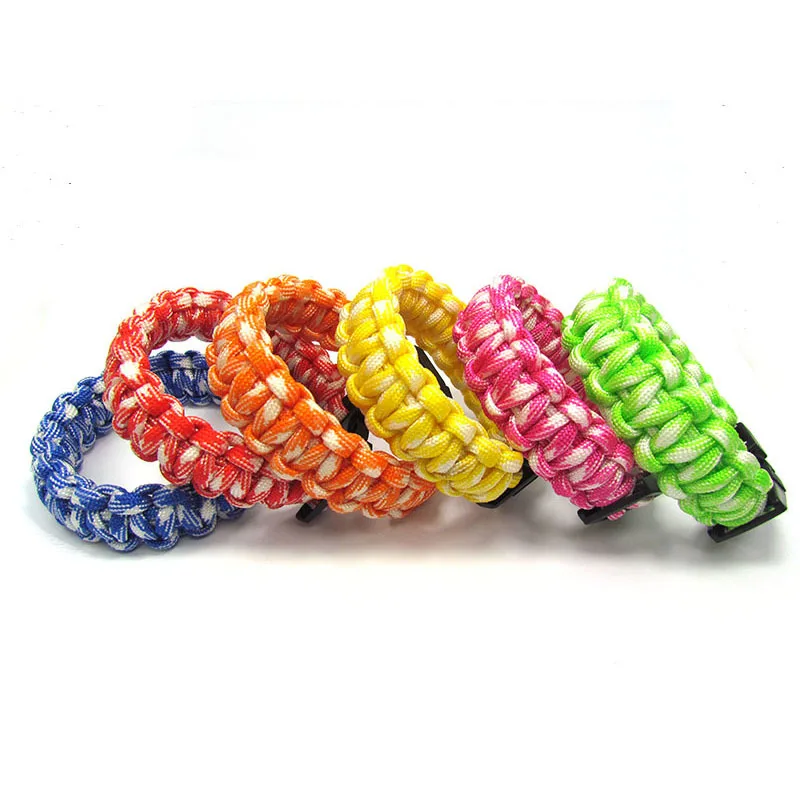 20PC/Lot New Colorful Survival Paracord Bracelet Men Outdoor Camping Hiking Buckle Women Wristband Male Jewelry Gift