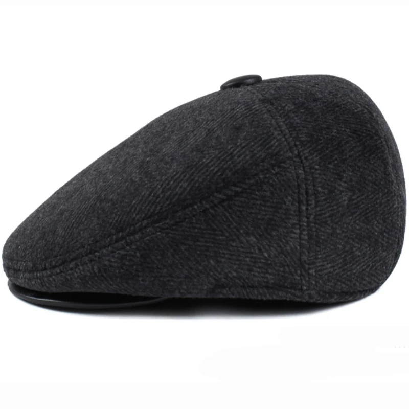 HT1852 Men Cap Hat Classic Autumn Winter Hat Vintage Flat Beret Cap Warm   Cap Casual Earflap Dad Hat Berets for Men